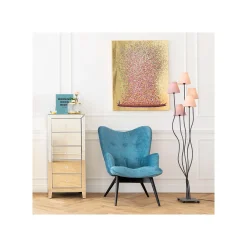 KARE Design Tableau Touched Fleurs Pirogue Doré Et Rose 80x100cm ^ Tableau
