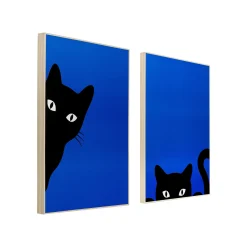 KARE Design Tableaux Chats Noirs Joueurs Set De 2 ^ Tableau