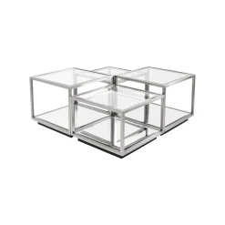 KARE Design Tables Basses Luigi Set De 4 Argentées ^ Table Basse