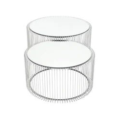 KARE Design Tables Basses Rondes Wire Set De 2 Argentées ^ Table Basse
