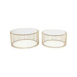KARE Design Tables Basses Rondes Wire Set De 2 Laiton ^ Table Basse