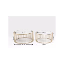 KARE Design Tables Basses Rondes Wire Set De 2 Laiton ^ Table Basse
