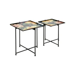 KARE Design Tables D'appoint Noires Fleurs Set De 2 ^ Table D'Appoint & De Chevet