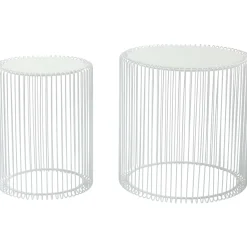 KARE Design Tables D'appoint Rondes Wire Blanches Set De 2 ^ Table D'Appoint & De Chevet