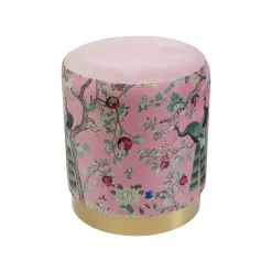 KARE Design Tabouret Cherry Paon Rose Et Laiton ^ Tabouret & Pouf