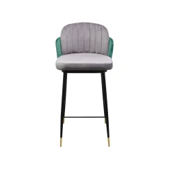KARE Design Tabouret De Bar Hojas Velours Gris Et Vert ^ Bar & Tabouret De Bar