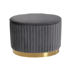 KARE Design Tabouret-coffre Roma Velours Gris ^ Tabouret & Pouf|Coffre & Malle
