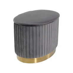 KARE Design Tabouret-coffre Roma Velours Gris ^ Tabouret & Pouf|Coffre & Malle