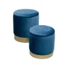 KARE Design Tabourets-coffres Cherry Bleu Pétrole Et Laiton Set De 2 ^ Tabouret & Pouf|Coffre & Malle