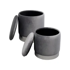 KARE Design Tabourets-coffres Cherry Gris Et Chrome Set De 2 ^ Tabouret & Pouf|Coffre & Malle