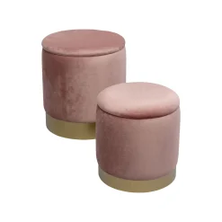 KARE Design Tabourets-coffres Cherry Rose Et Laiton Set De 2 ^ Tabouret & Pouf|Coffre & Malle