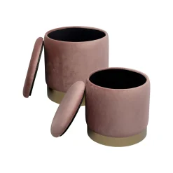KARE Design Tabourets-coffres Cherry Rose Et Laiton Set De 2 ^ Tabouret & Pouf|Coffre & Malle