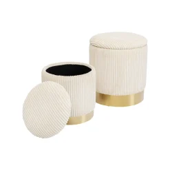 KARE Design Tabourets-coffres Plush Crème Set De 2 ^ Tabouret & Pouf|Coffre & Malle