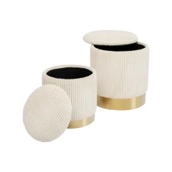 KARE Design Tabourets-coffres Plush Crème Set De 2 ^ Tabouret & Pouf|Coffre & Malle
