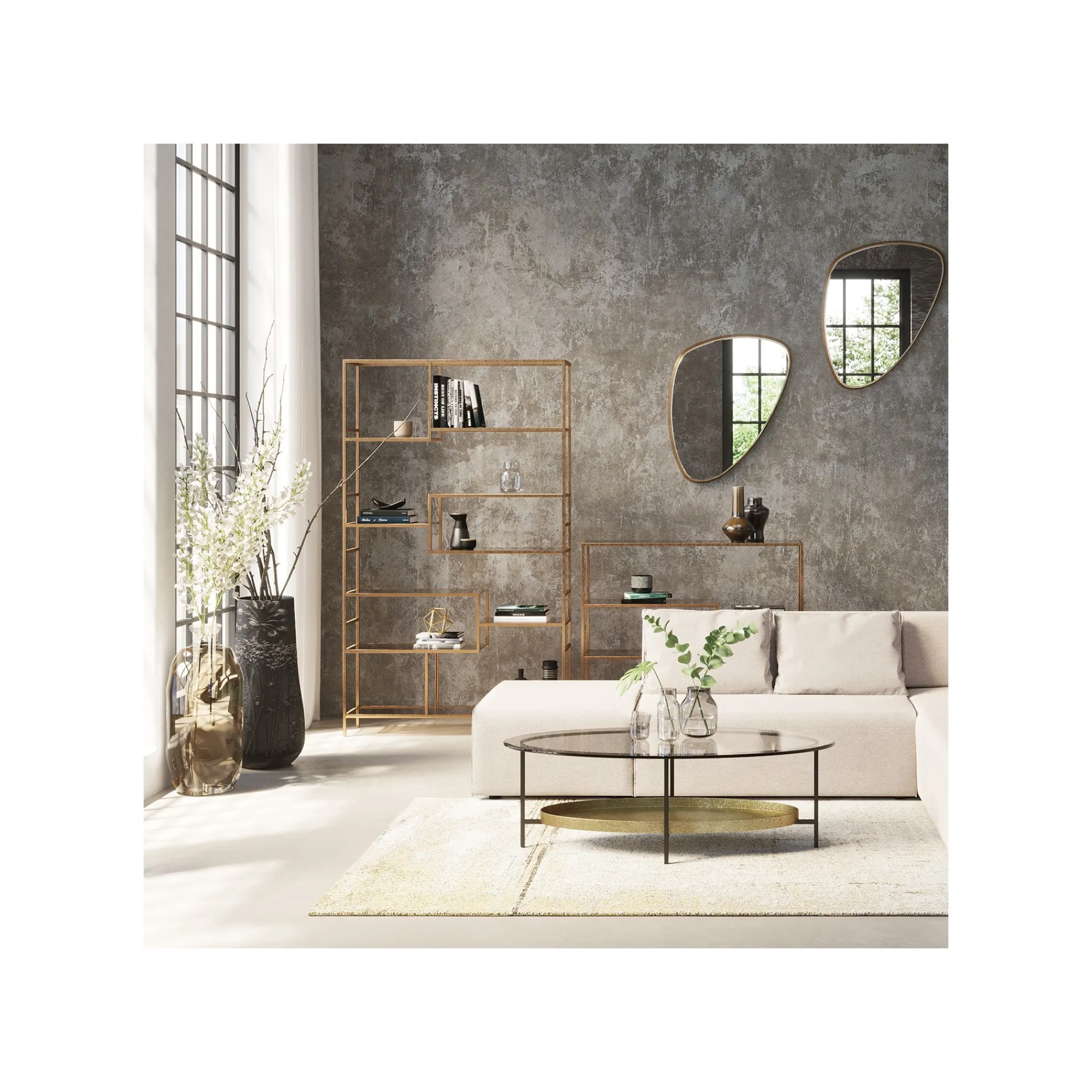KARE Design Étagère Loft 195x115cm Dorée ^ Étagère Et Bibliothèque