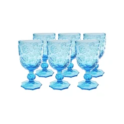 KARE Design Verres à Vin Ice Flowers Bleus Set De 6 ^ Vaisselle